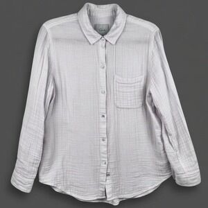 Rails Ellis Button Down Shirt Women Medium Lavender Gauze Long Sleeve‎